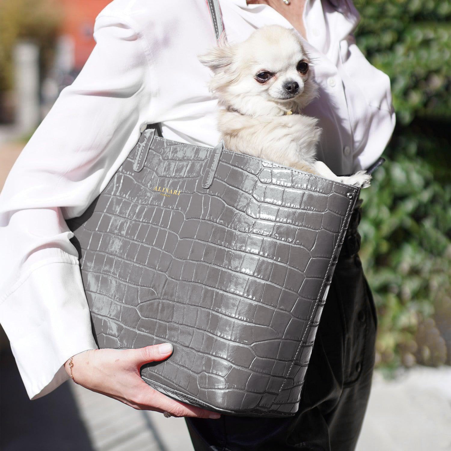 Maxime Croco Tote Grey - Alinari Firenze