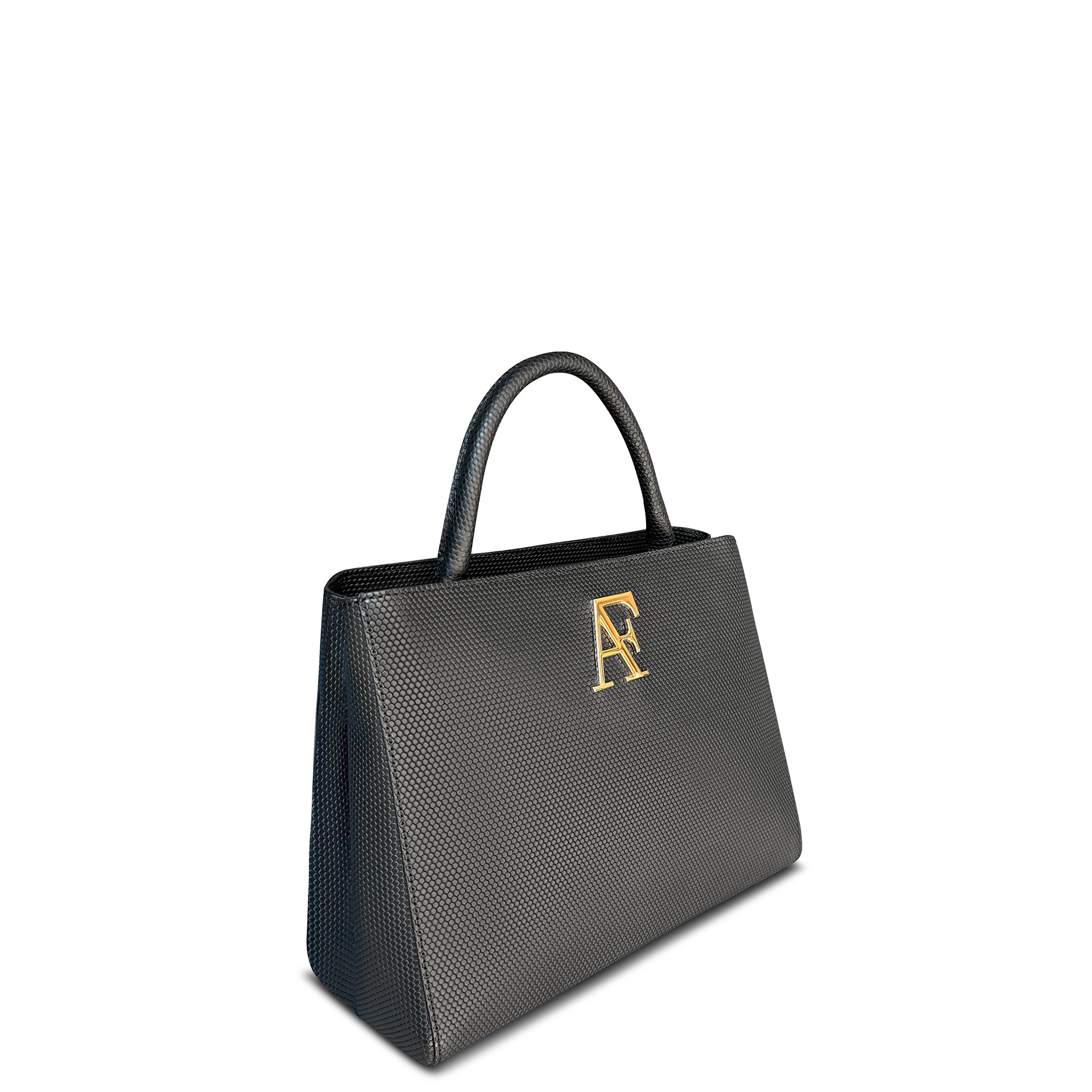 Navona Bag Black Honeycomb Leather - Alinari Firenze