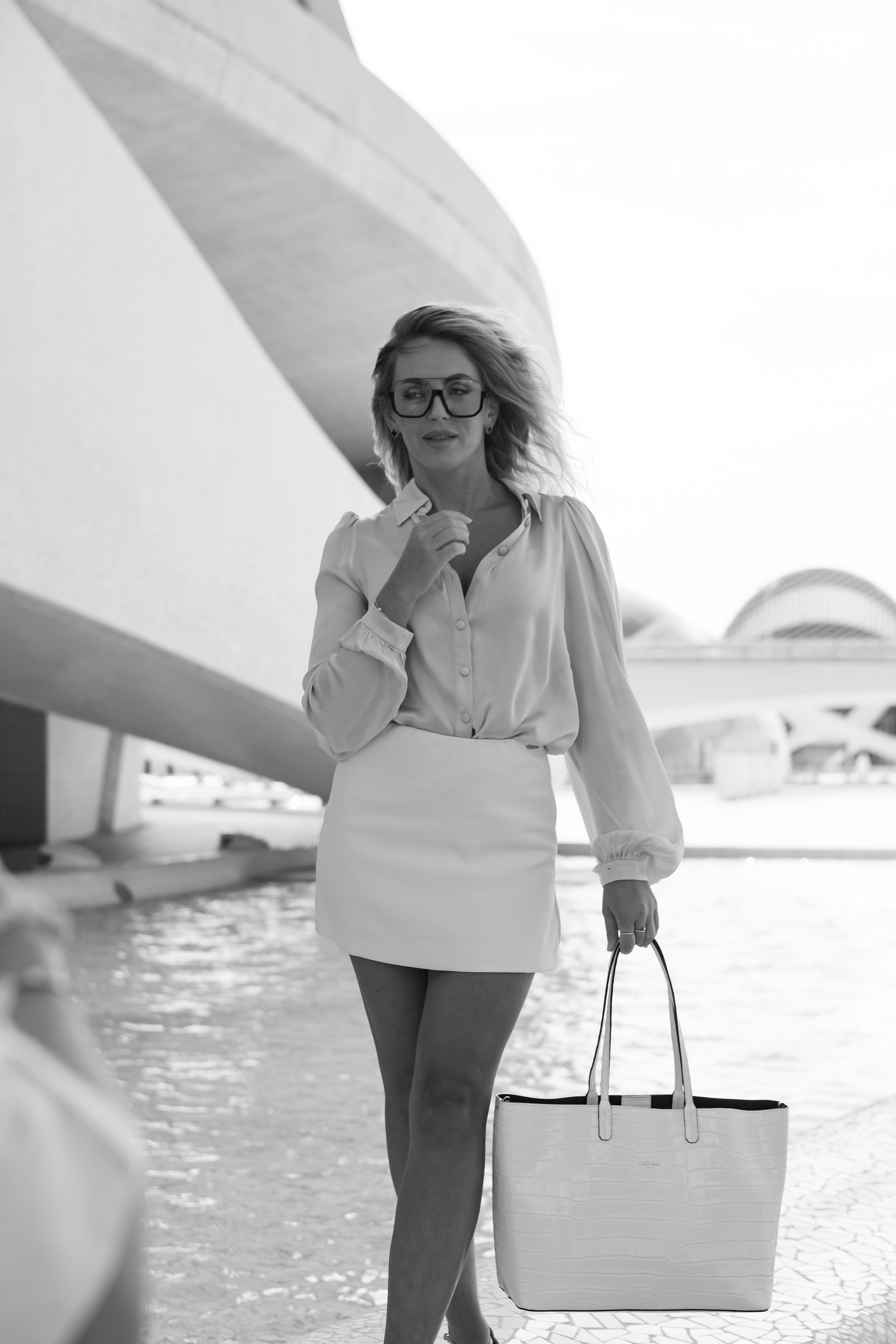 Maxima Croco Tote White - Alinari Firenze