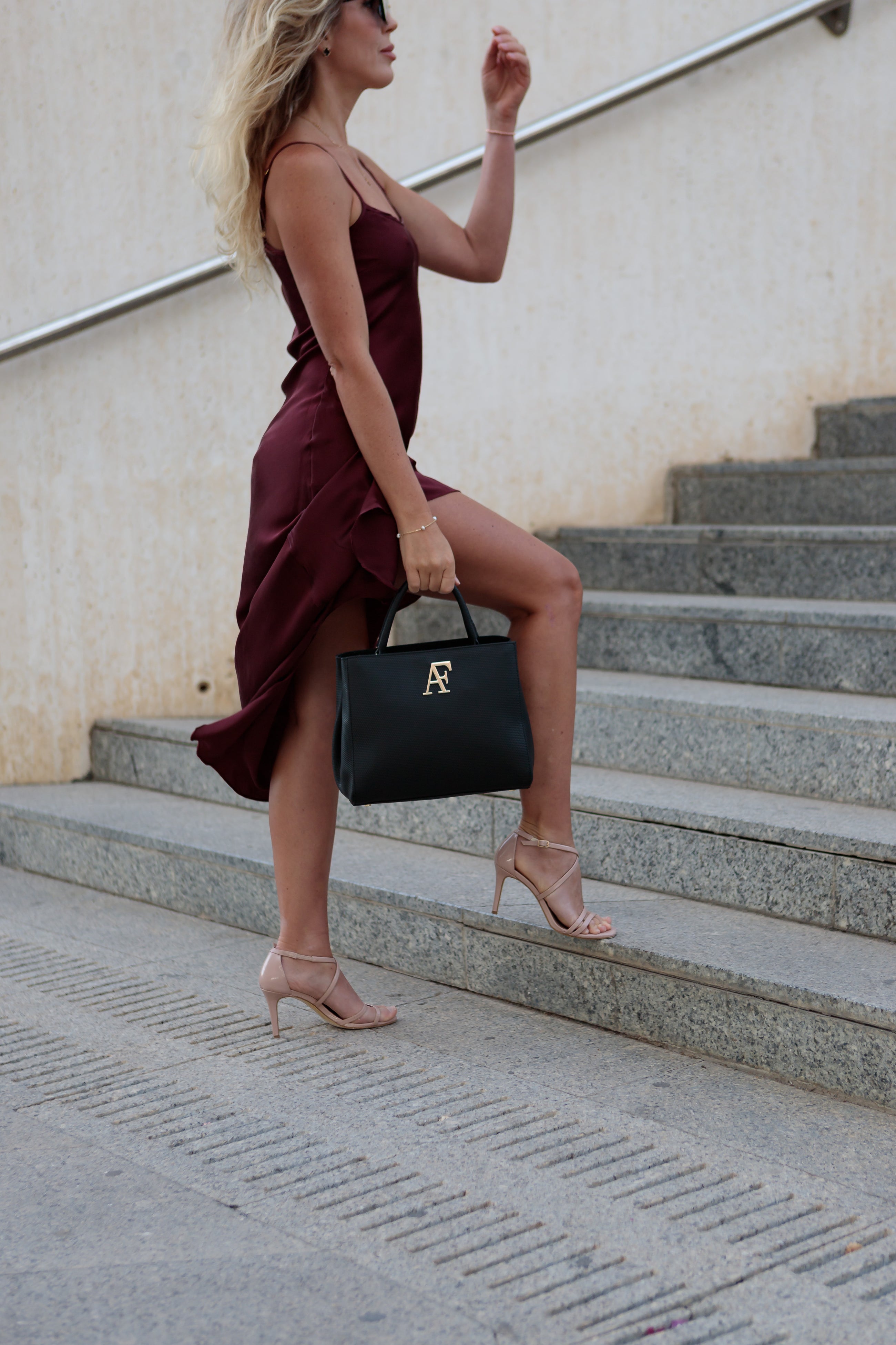 Navona Bag Black Honeycomb Leather - Alinari Firenze