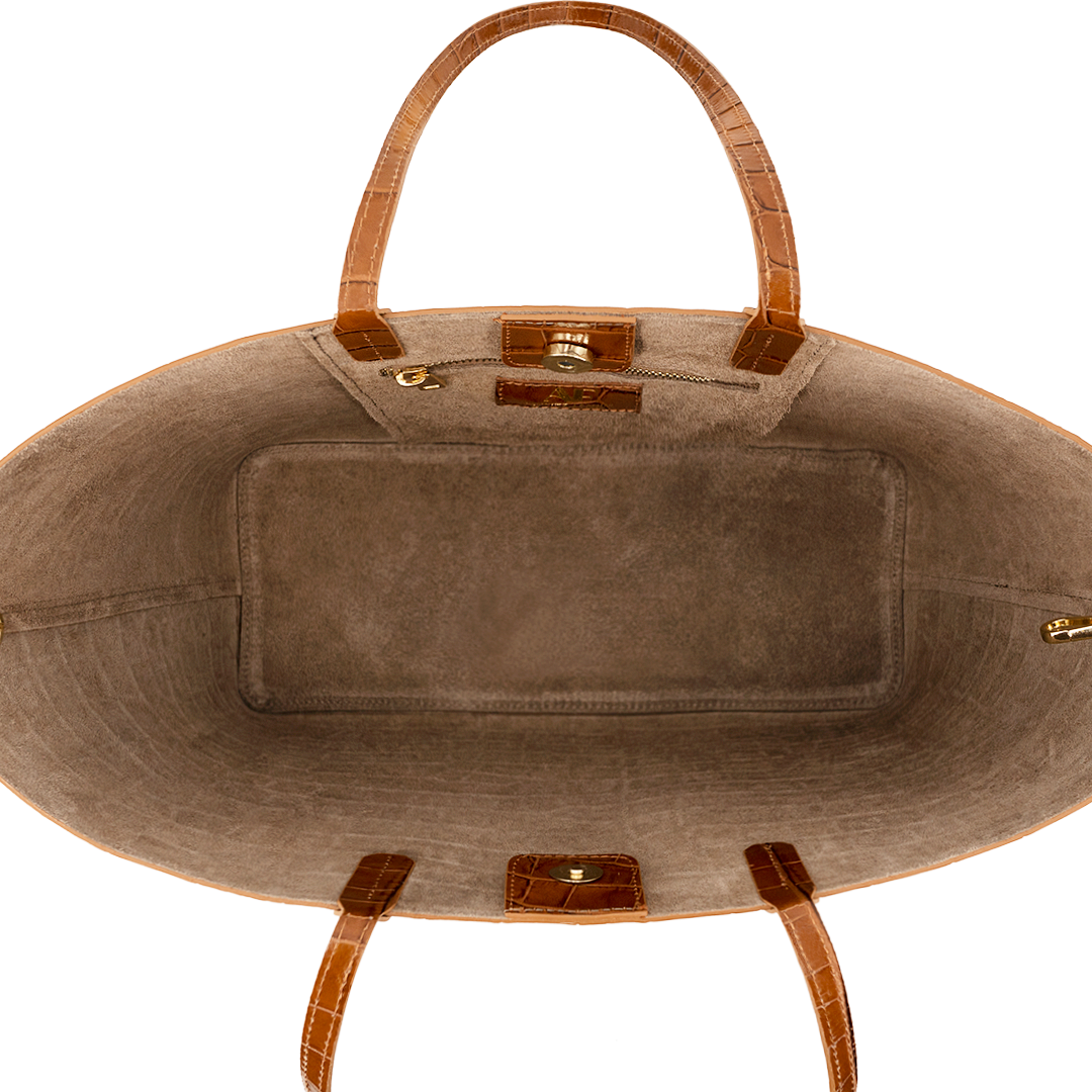 Maxima Croco Tote Camel - Alinari Firenze
