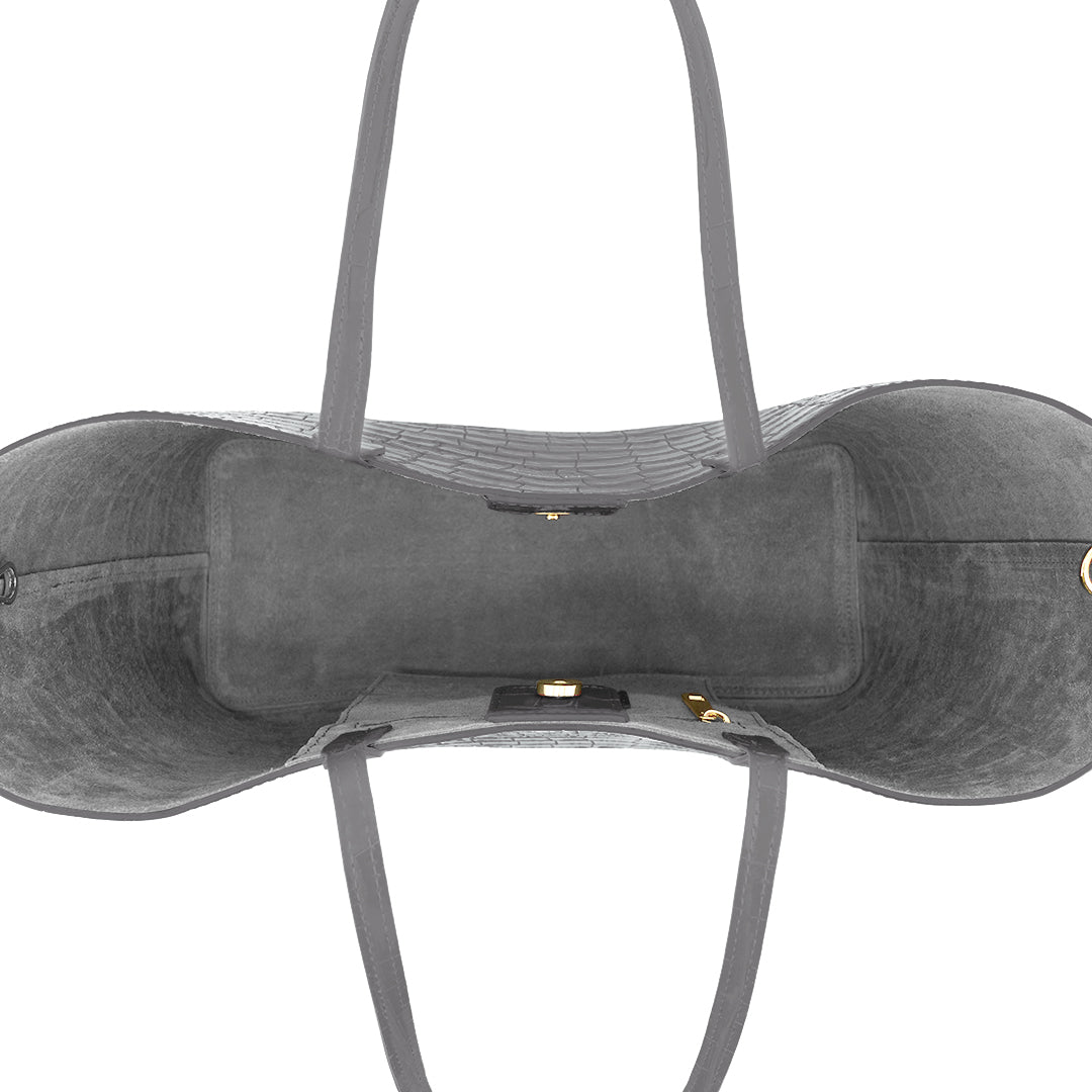 Maxime Croco Tote Grey - Alinari Firenze