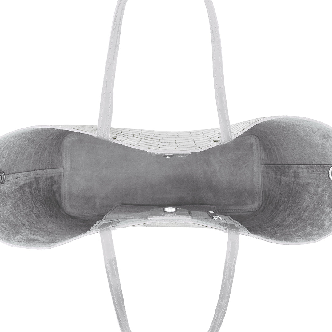 Maxima Croco Tote White - Alinari Firenze