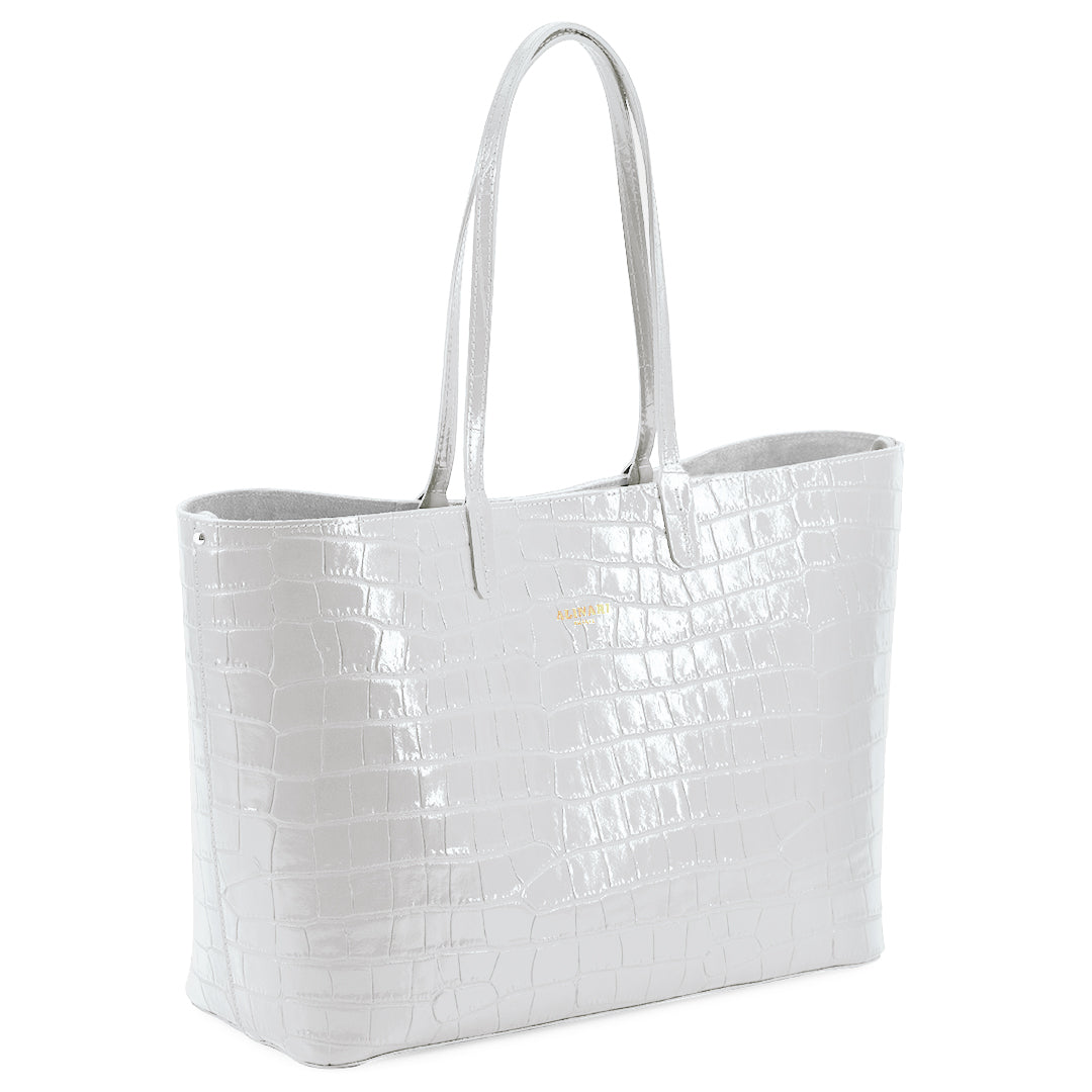 Maxima Croco Tote White - Alinari Firenze