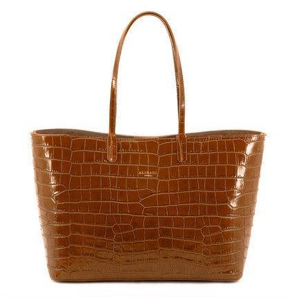 Maxima Croco Tote Camel - Alinari Firenze