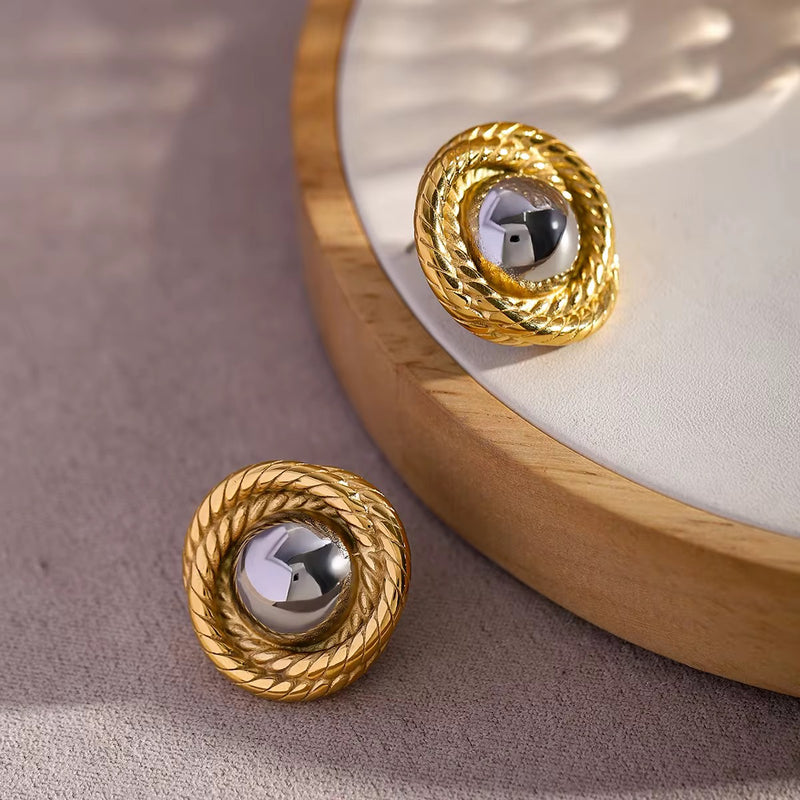 Vintage Rope Edge Stud Earrings - Alinari Firenze
