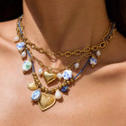 Blue & Gold Charm Layered Necklace Set - Alinari Firenze
