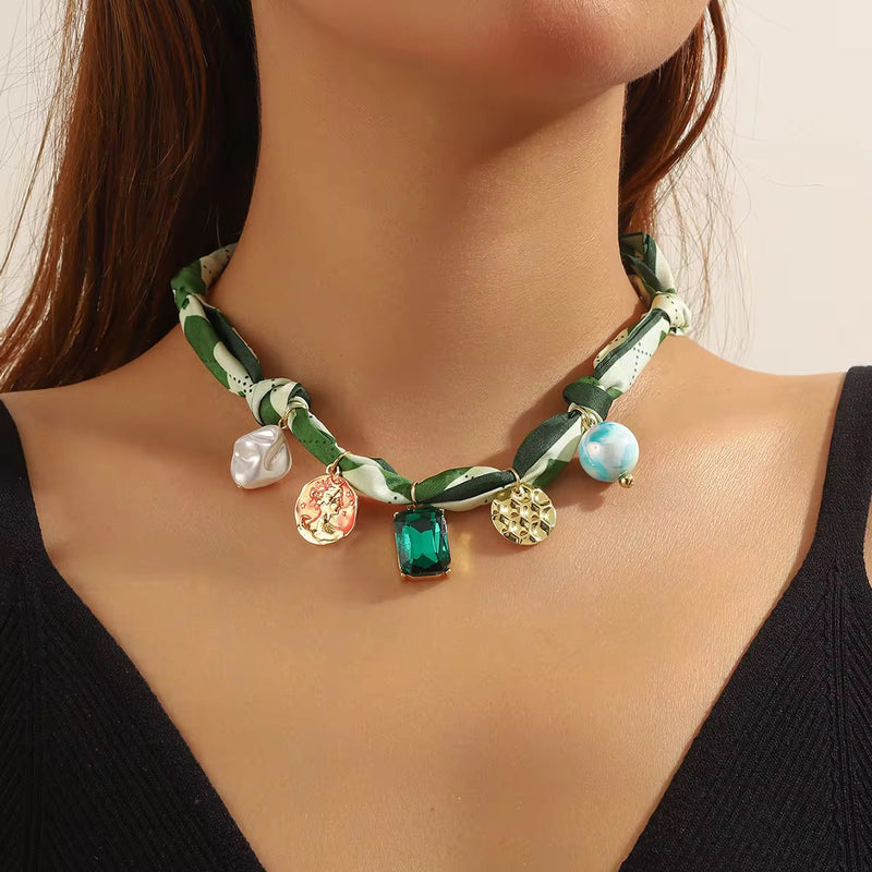 Charm Silk Scarf Necklace - Alinari Firenze