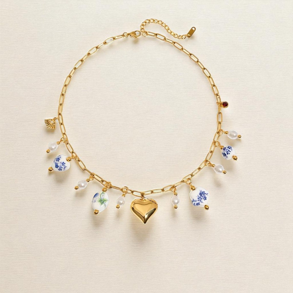Blue & Gold Charm Layered Necklace Set - Alinari Firenze