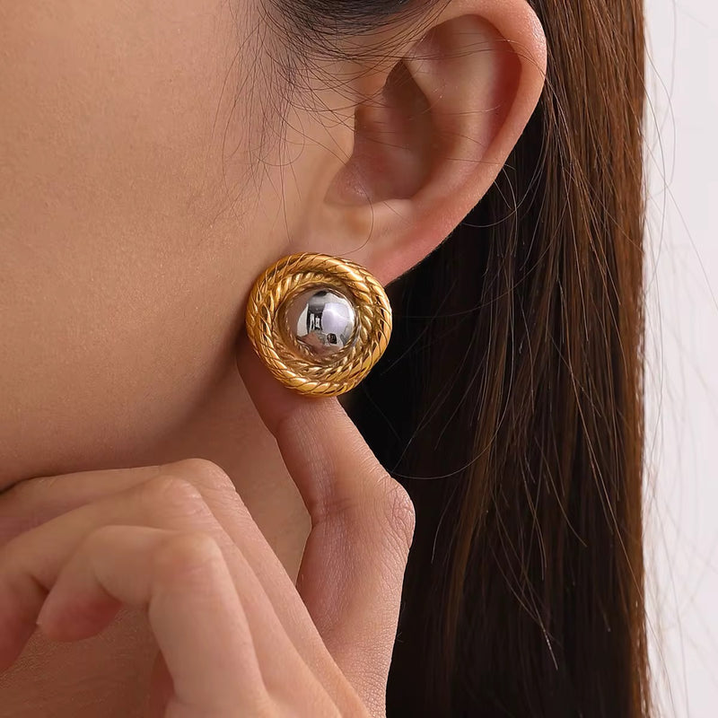 Vintage Rope Edge Stud Earrings - Alinari Firenze