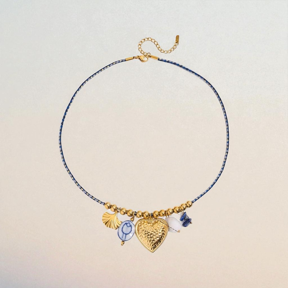 Blue & Gold Charm Layered Necklace Set - Alinari Firenze
