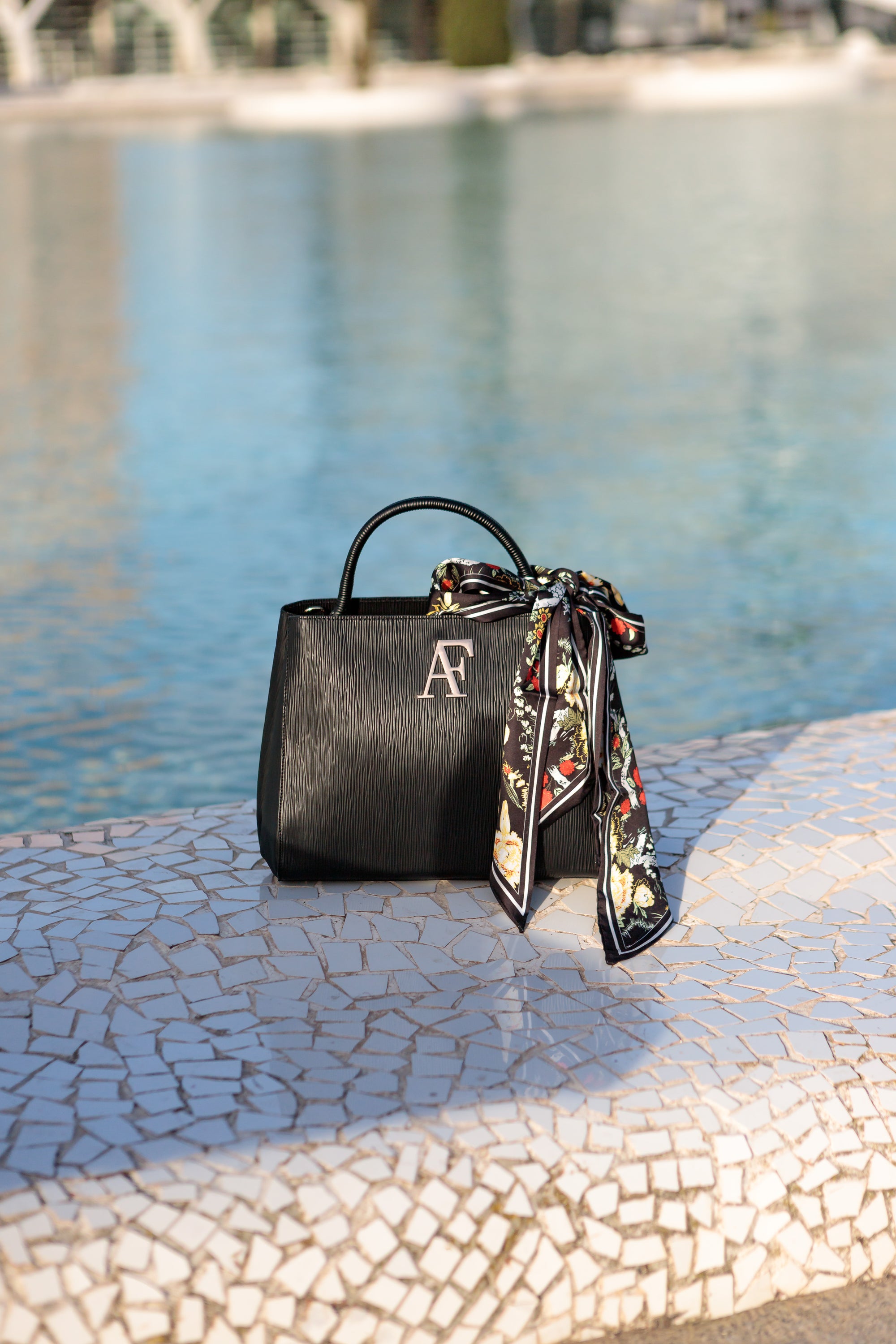 Navona Bag Black Textured Leather - Alinari Firenze