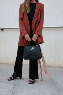 Navona Bag Black Textured Leather - Alinari Firenze