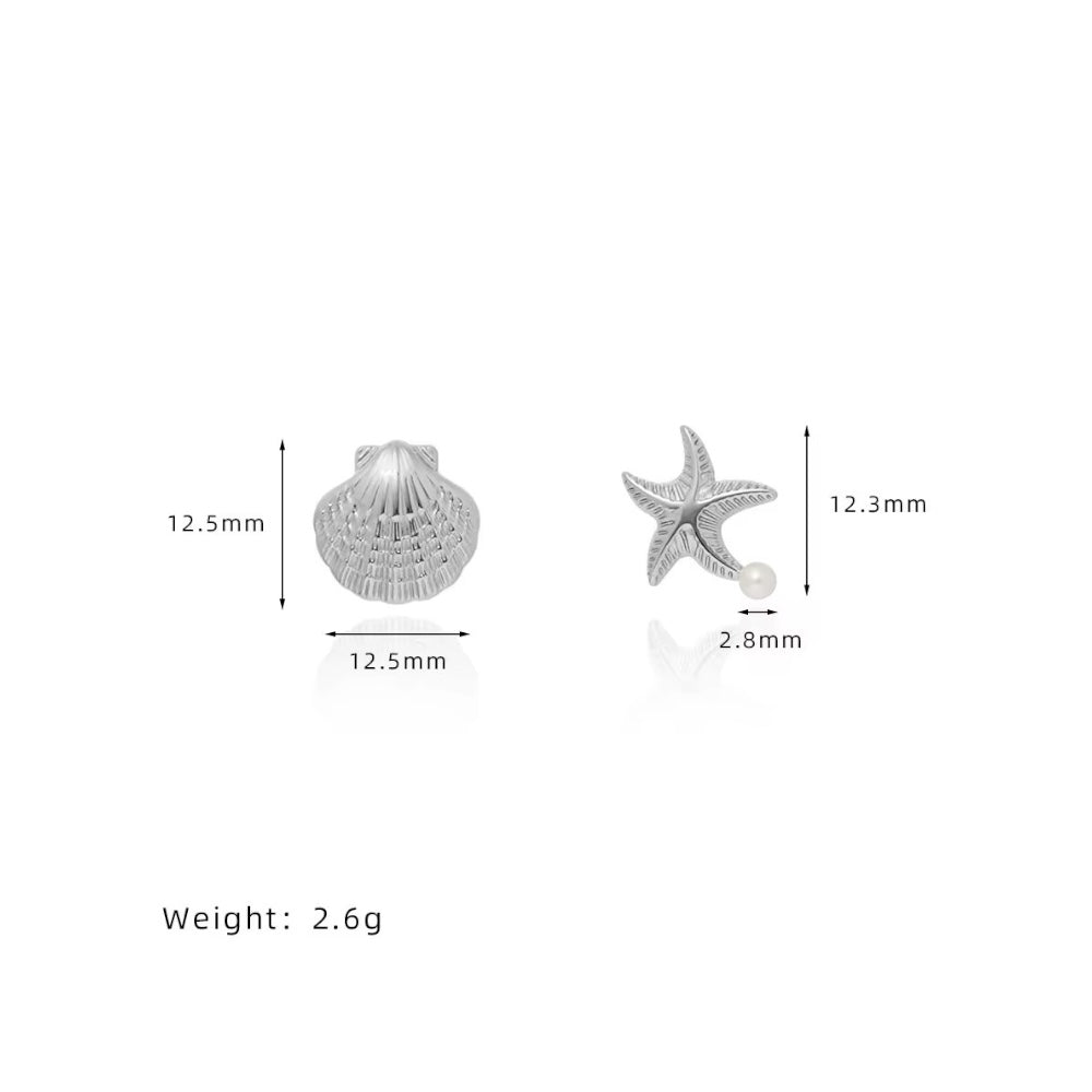 Sea Star & Shell Pearl Earrings