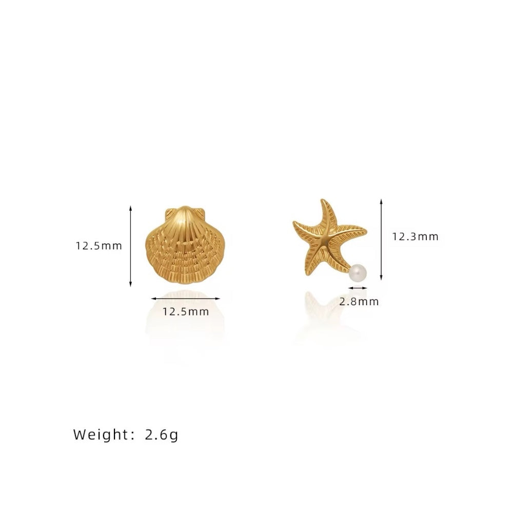 Sea Star & Shell Pearl Earrings