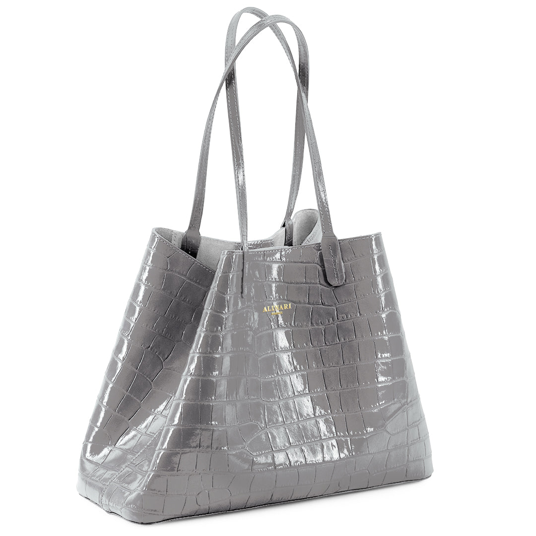 Maxime Croco Tote Grey - Alinari Firenze