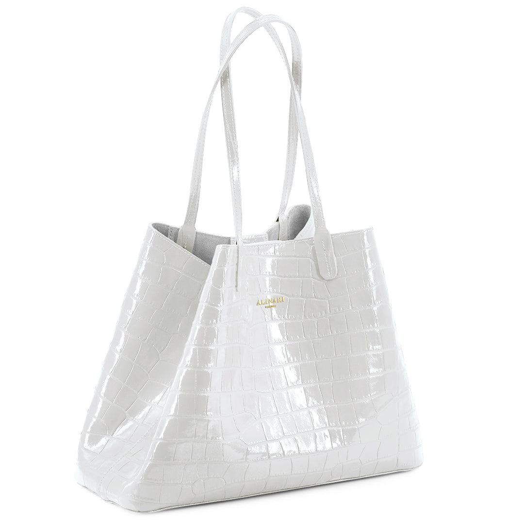 Maxima Croco Tote White