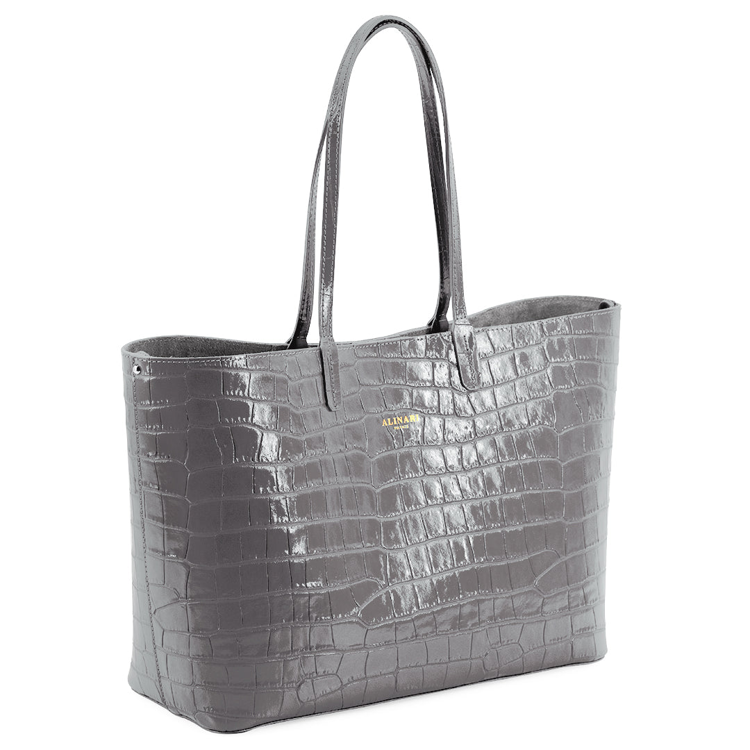 Maxime Croco Tote Grey - Alinari Firenze