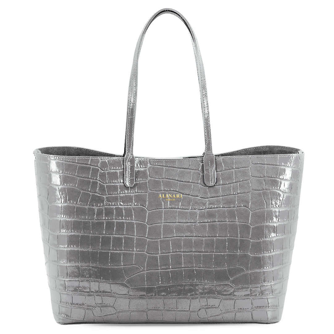 Maxime Croco Tote Grey - Alinari Firenze