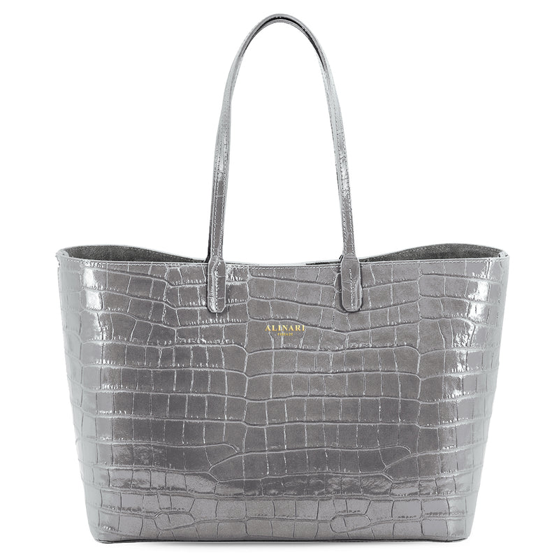 Maxime Croco Tote Grey - Alinari Firenze