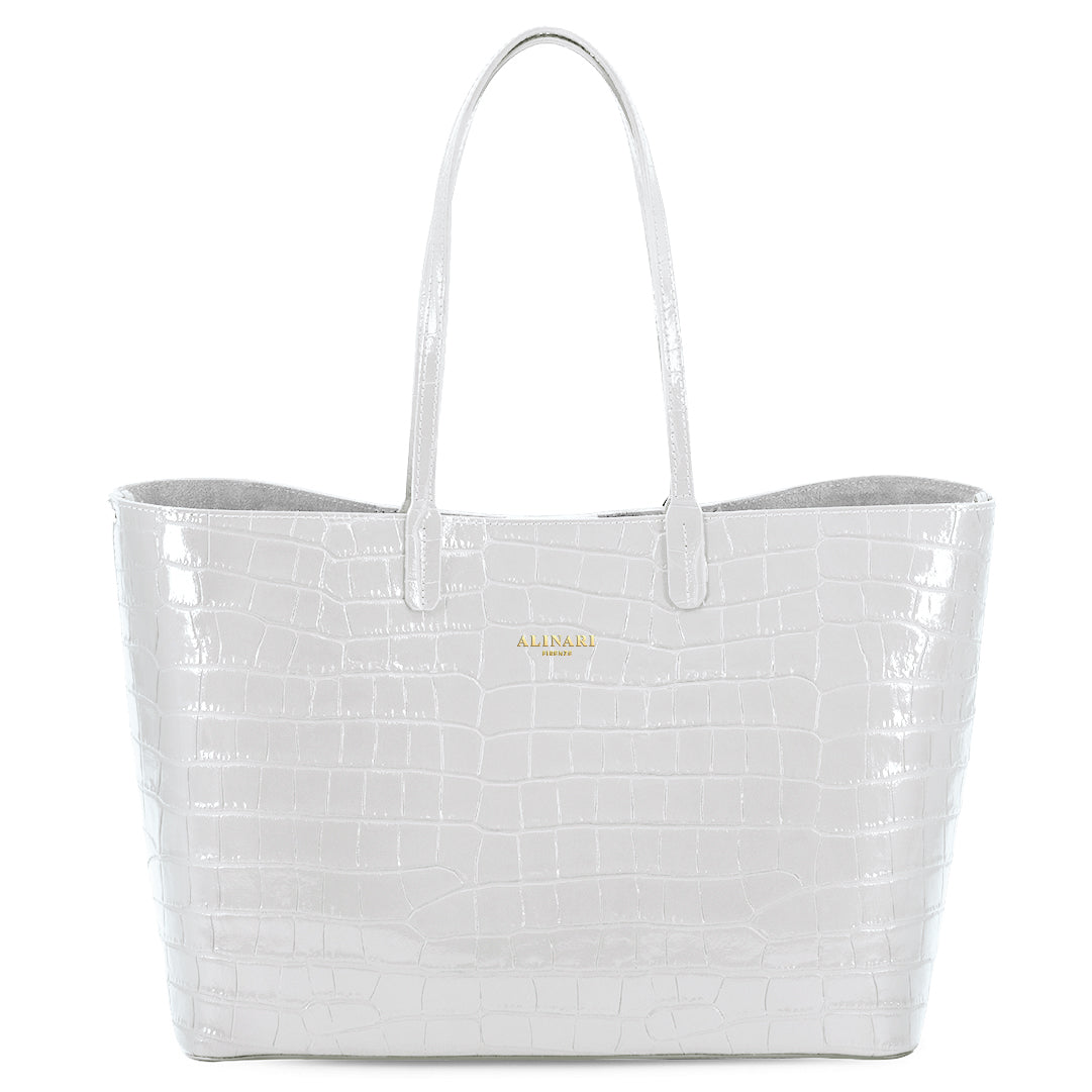 Maxima Croco Tote White