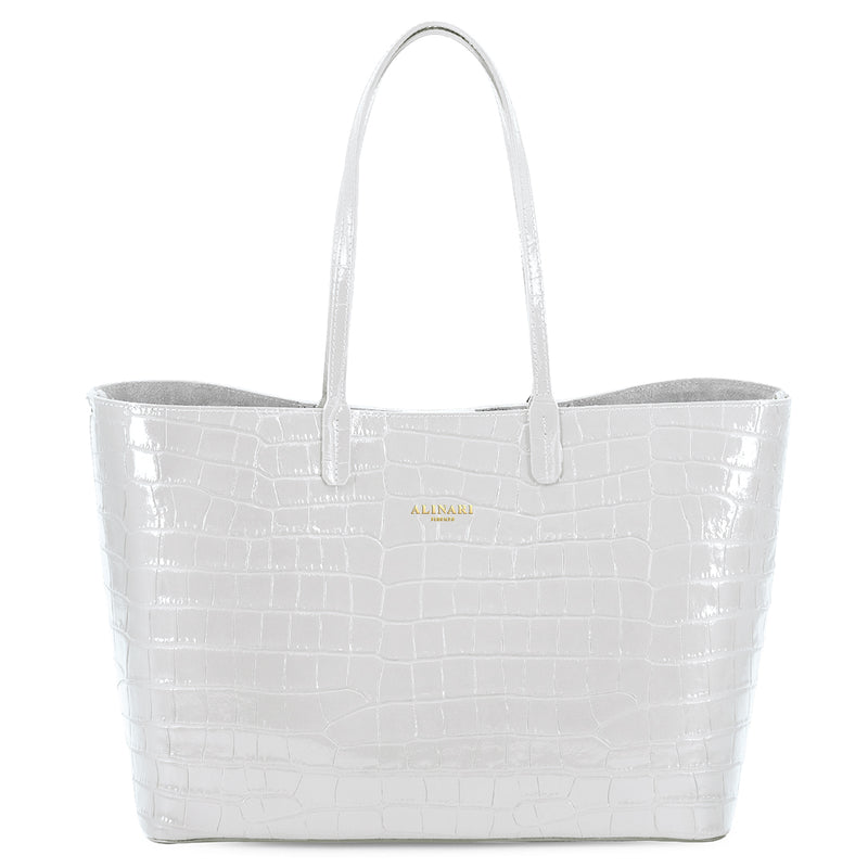 Maxima Croco Tote White