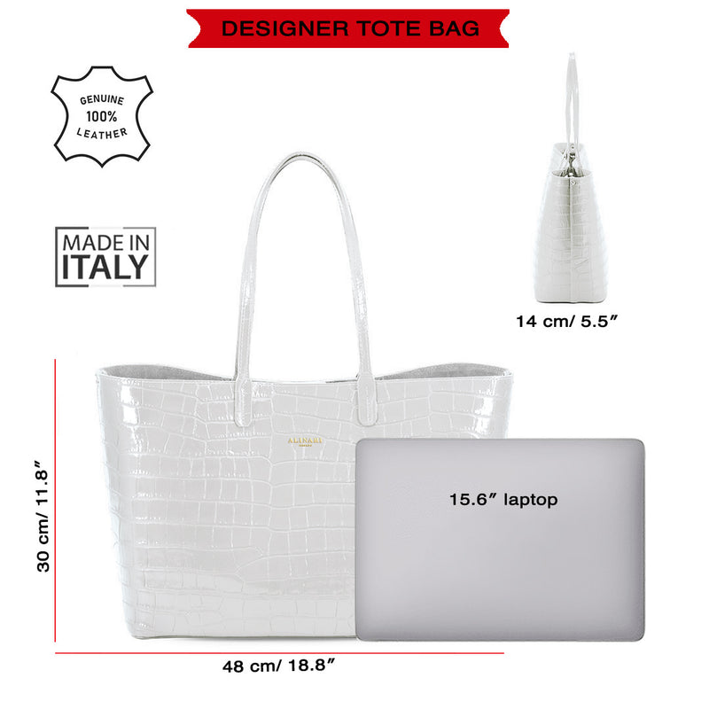 Maxima Croco Tote White